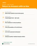 Fact card with the key facts: Amazon Return QR Code: How to Get It, Where to Use It and What to Pack