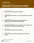 Ficha con los datos clave: Impuestos por compras en Temu, Shein y AliExpress en México (2026): cuánto pagas