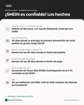 Ficha con los datos clave: ¿SHEIN es confiable y seguro? Quién la opera en EE. UU., protecciones al comprador y antecedentes legales