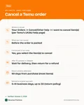 Fact card with the key facts: How to Cancel a Temu Order: Before and After It Ships